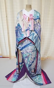 水色のリメイク色打掛