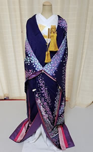 紫色のリメイク色打掛