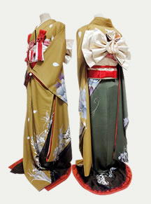 リメイクした茶色の引き振袖