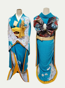 リメイクした水色の引き振袖