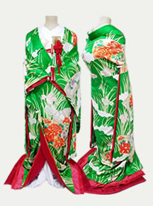 リメイクした黄緑色の色打掛