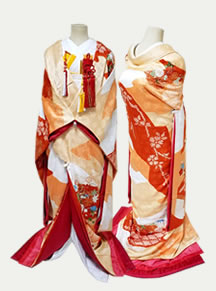 リメイクしたオレンジ色の色打掛