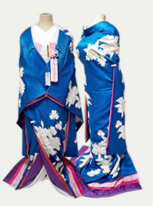 リメイクした青い色の色打掛