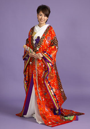 十二単風朱赤色打掛