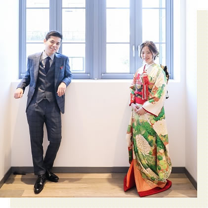 リメイク引き振袖を羽織った花嫁