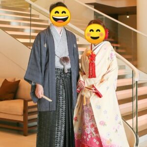 白色のリメイク振袖を着た花嫁