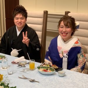 リメイクした青色の色打掛