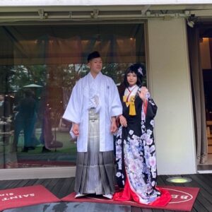 黒と薄紫色のリメイク色打掛