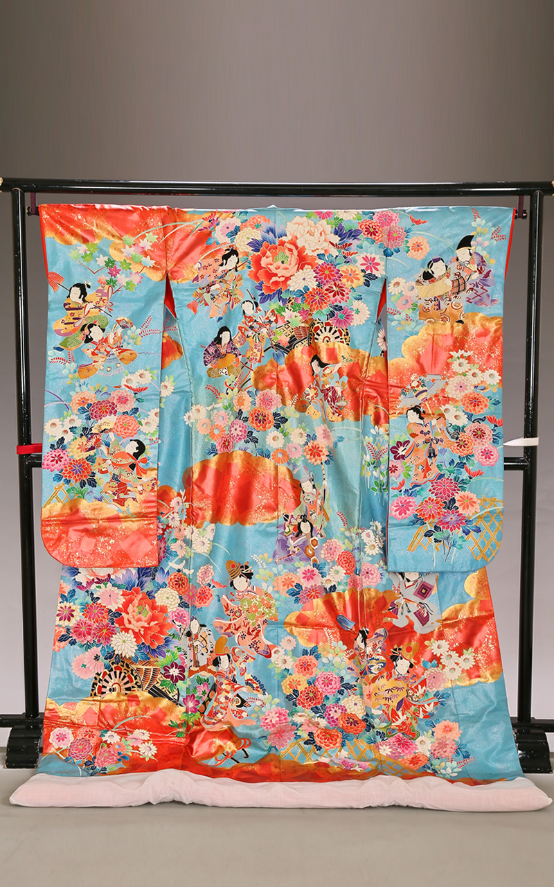 友禅空色ぼかし絵巻物語の色打掛レンタル