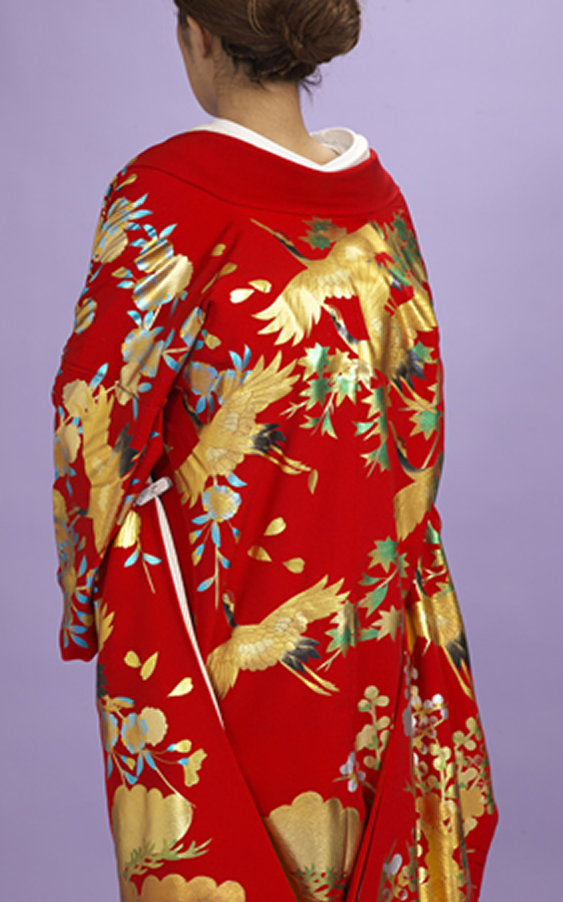 本手描き友禅赤地色打掛レンタル