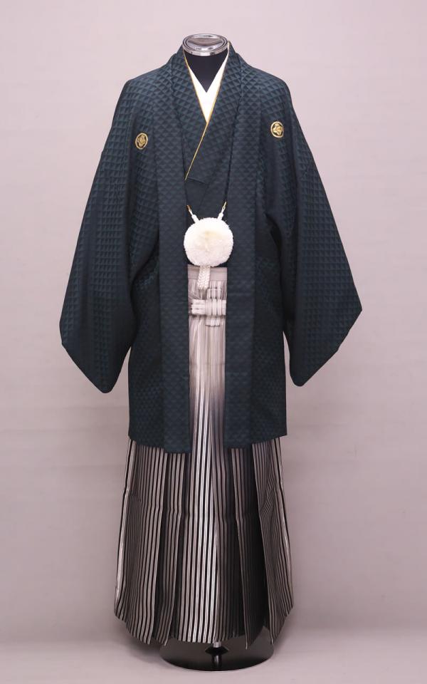 深緑地の鱗文紋付レンタル