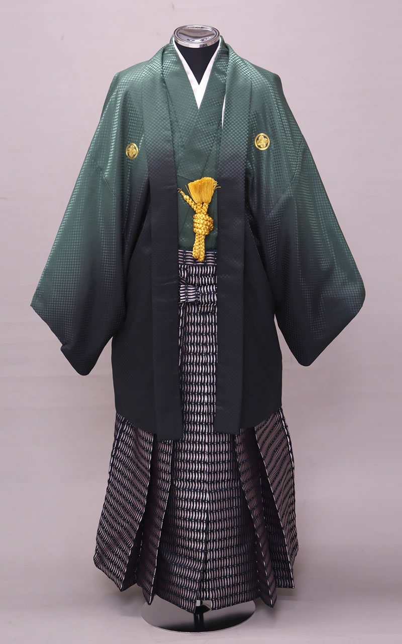 浅葱色の市松文様紋付レンタル