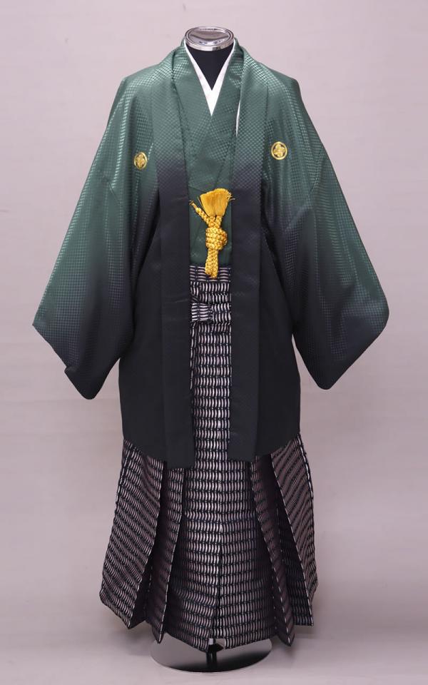 浅葱色の市松文様紋付レンタル