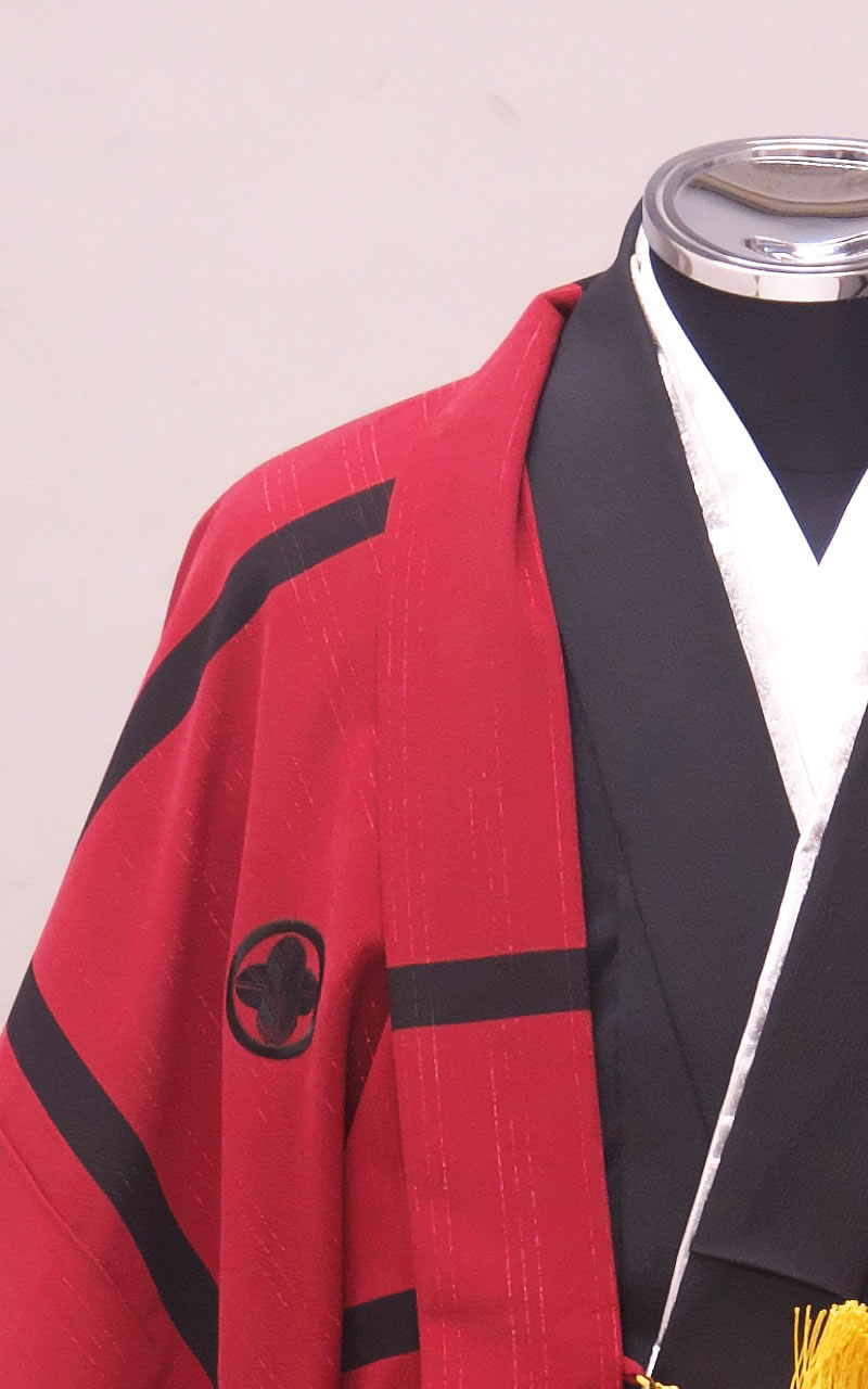 赤紅色の紋付レンタル