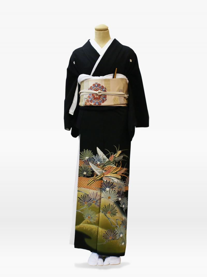 まつばに稲穂の黒留袖