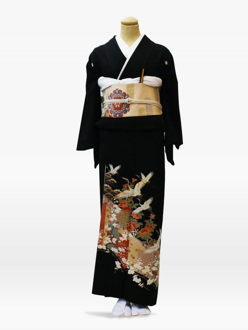 桜・鶴・松の黒留袖