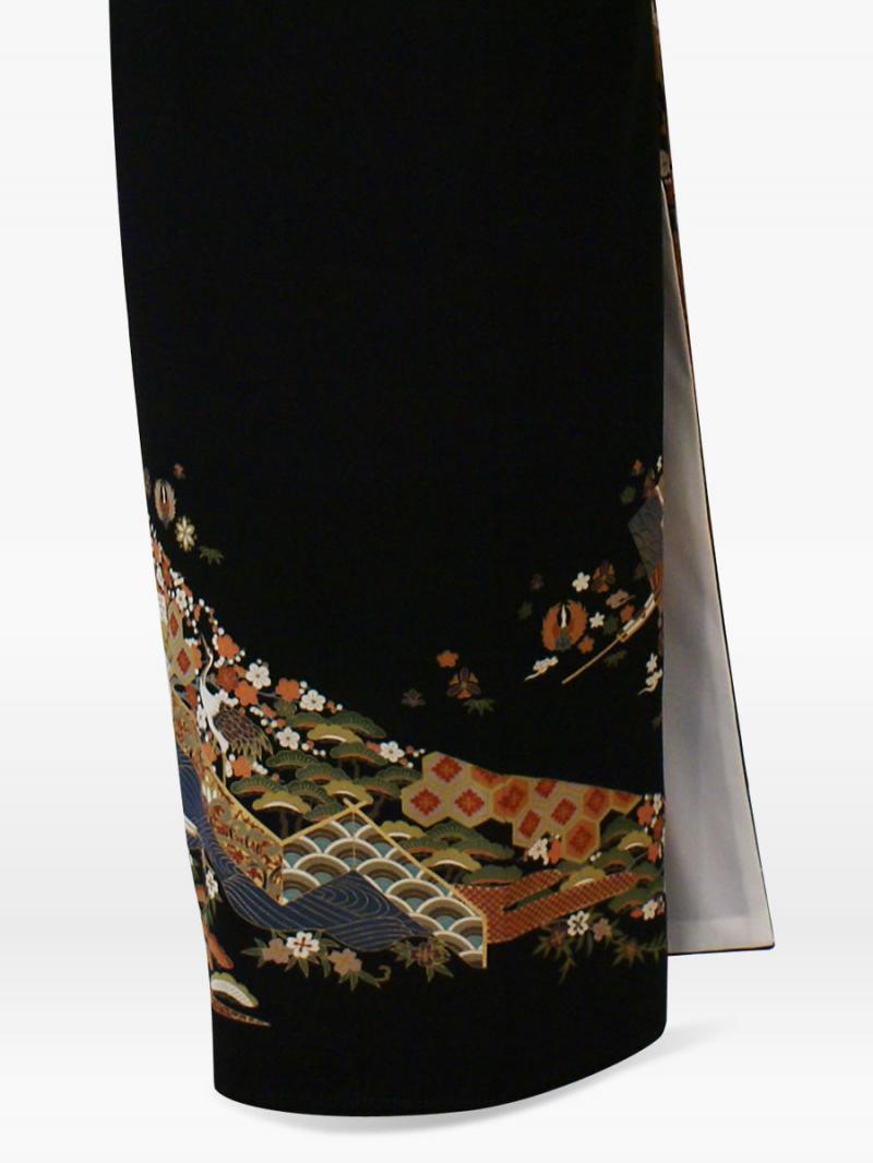 花・扇・鶴・鳳凰の黒留袖