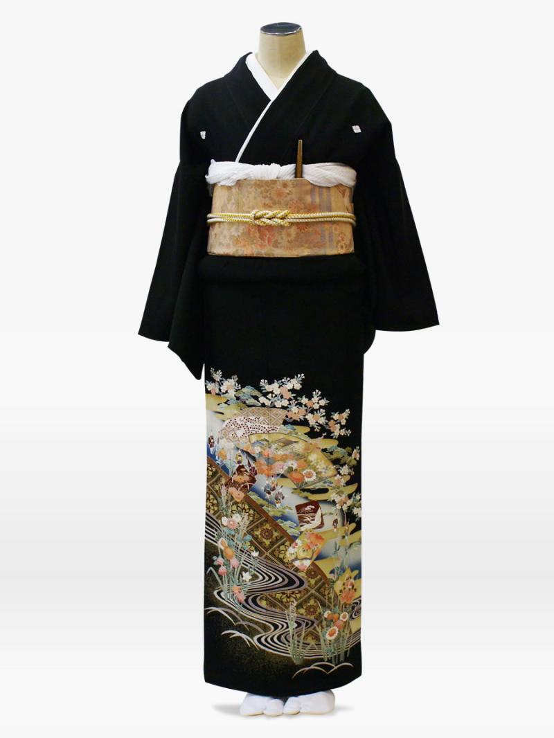 扇・りんどうの黒留袖