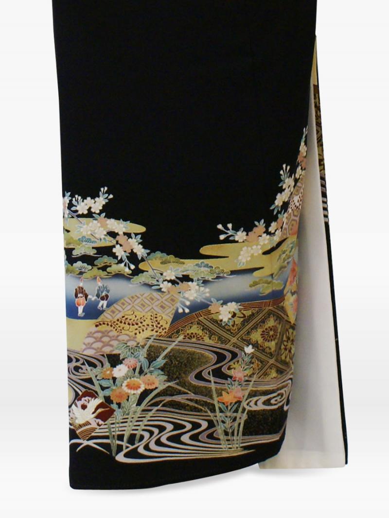 扇・りんどうの黒留袖