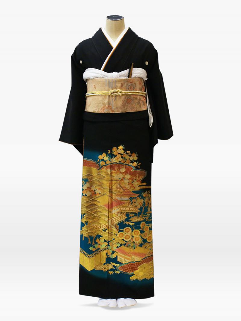 金箔使用　松・桜の黒留袖