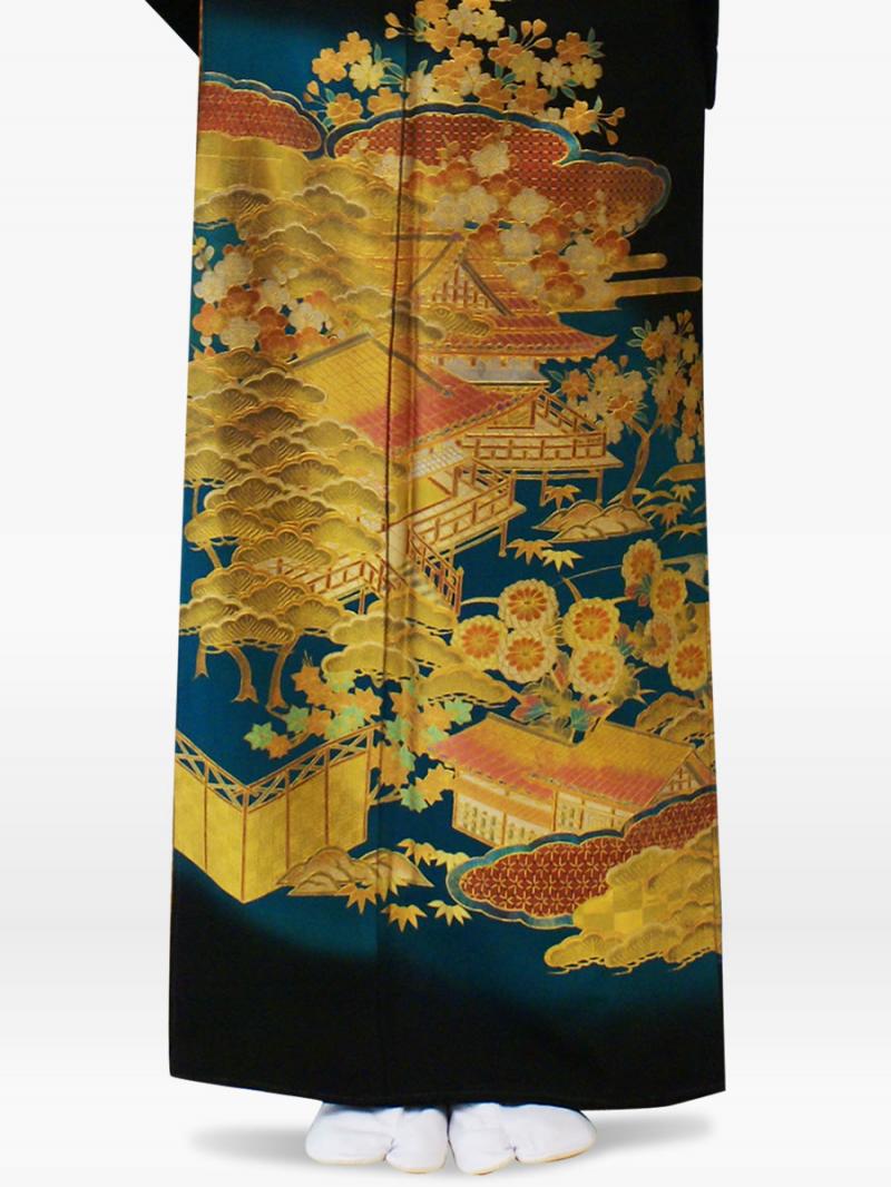 金箔使用　松・桜の黒留袖