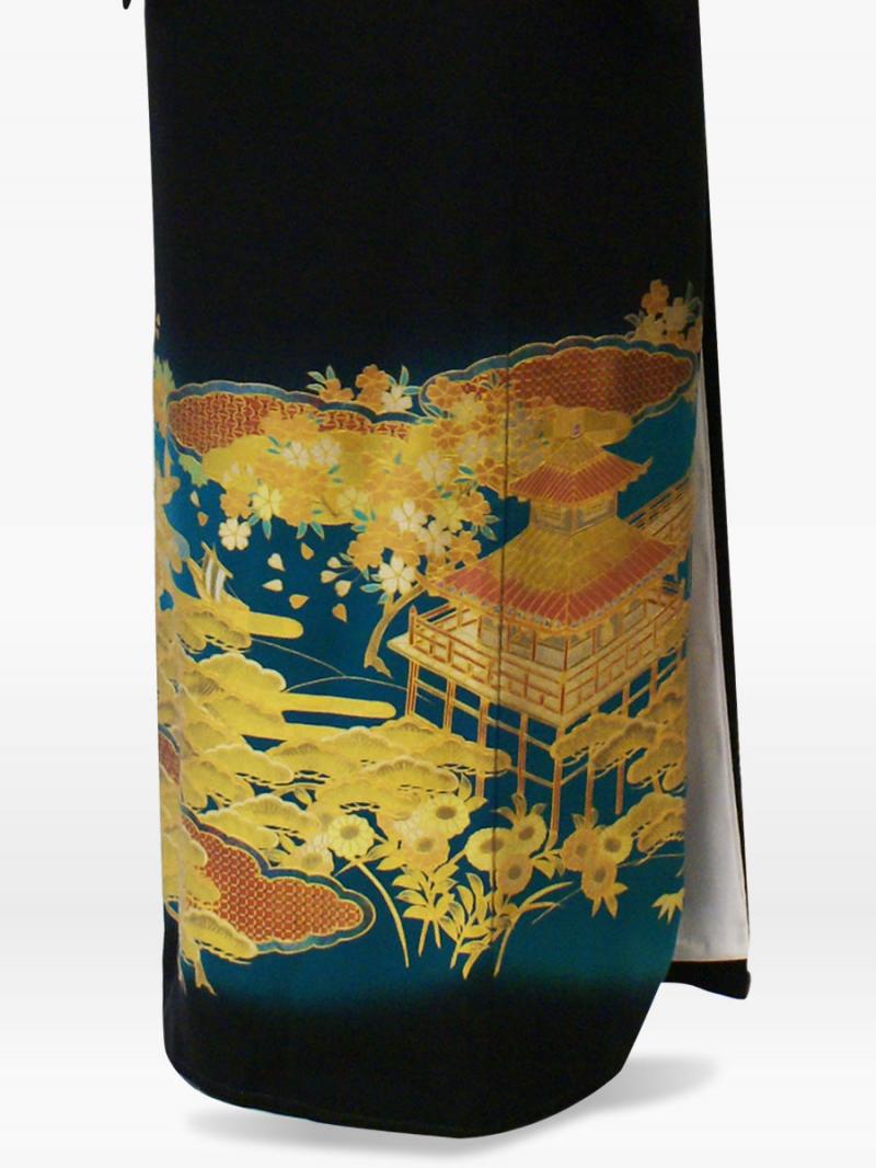 金箔使用　松・桜の黒留袖
