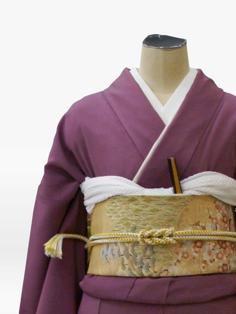 青紫色の千羽鶴に松林の色留袖