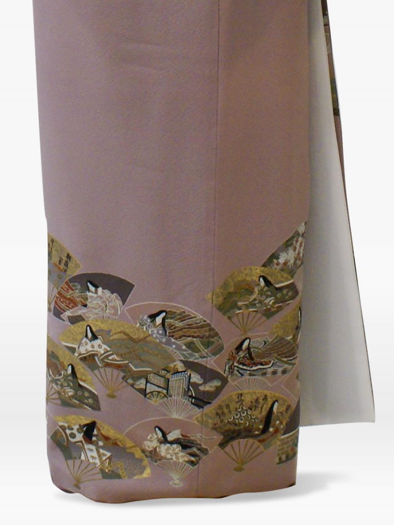 グレー色の扇面絵巻の色留袖