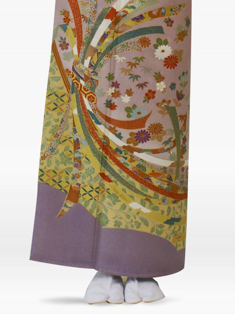 薄紫グレー色のノシメ柄の色留袖