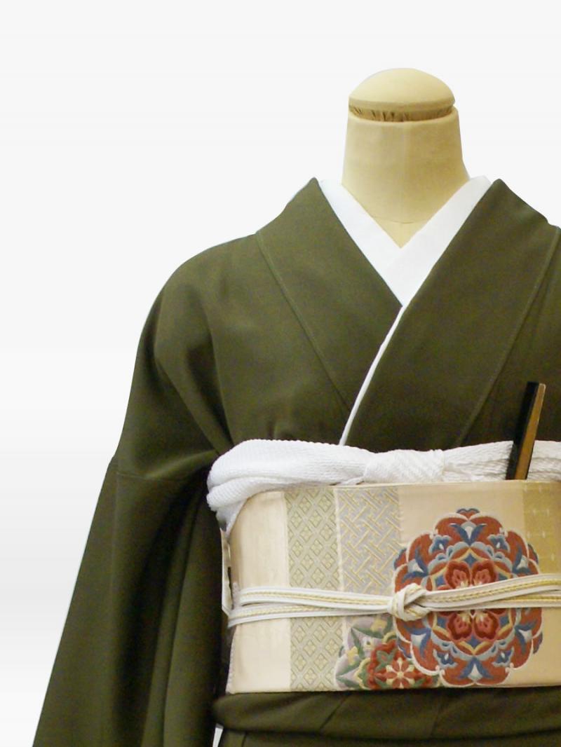 茶緑色の竹柄の色留袖