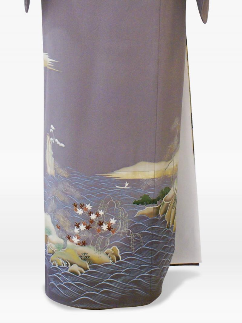 藤色の自然風景文様の色留袖